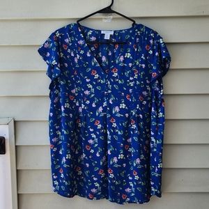 V Neck short sleeve blouse Carolina belle montreal 1x
